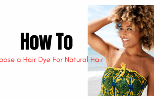 black woman with honey blonde afro smiling and touching her hair after using a hair dye for natural hair.